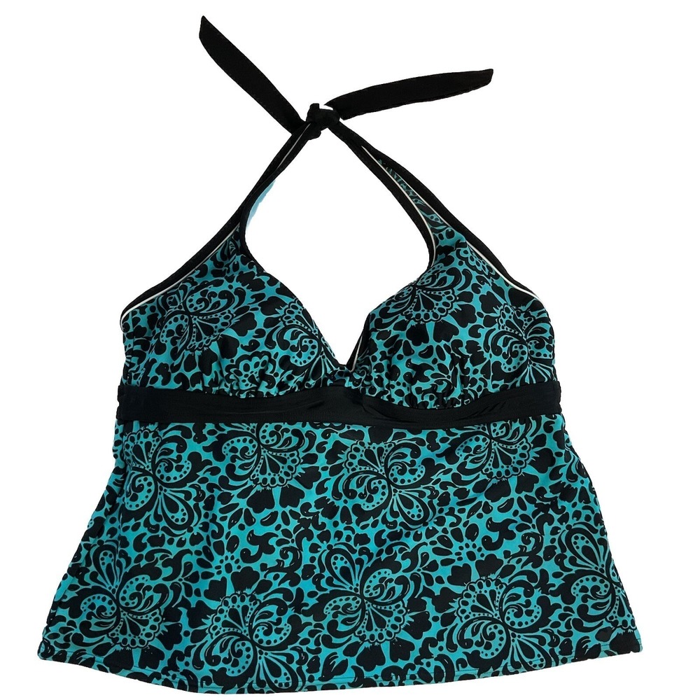 Made For Life 38C/36D/34DD Halter Taknini Underwire Removeable Pads Dark Teal